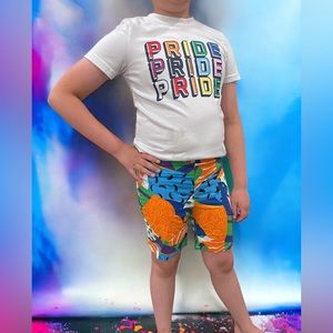 Vintage 90’s Islander multi bright colored shorts Sz 12/14